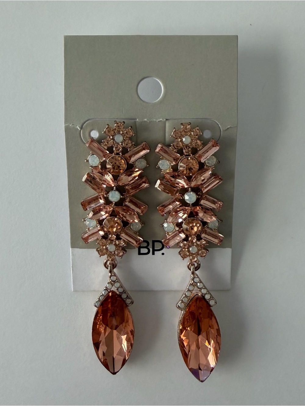 BP. Rose Gold Navette Stone Drop Statement Earrings